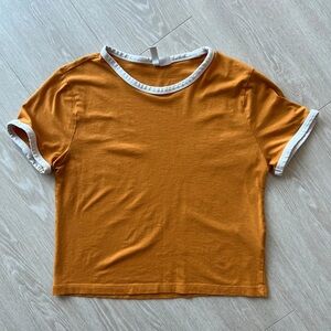 H&M Yellow Tan Crop Fitted Short Sleeve T-Shirt